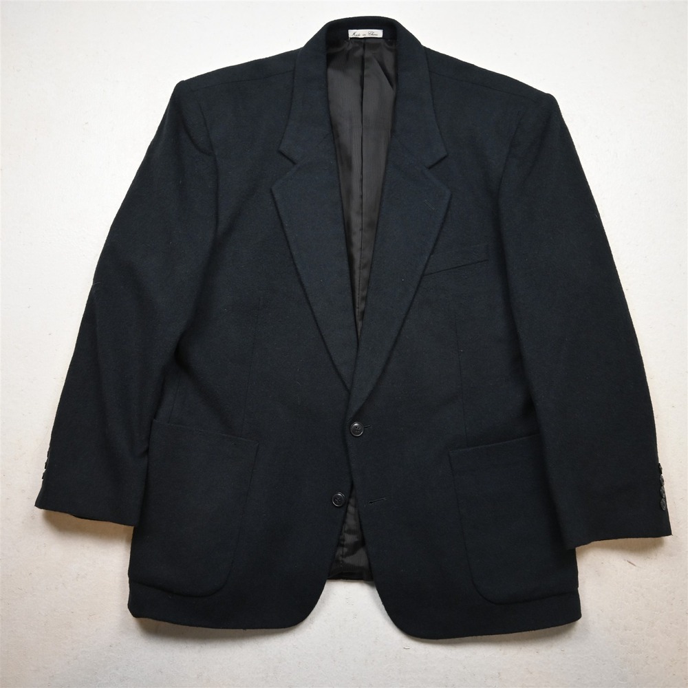 Vtg Cellini 42R Blue Green Flannel Wool Mens Blazer Suit Jacket Sport Coat